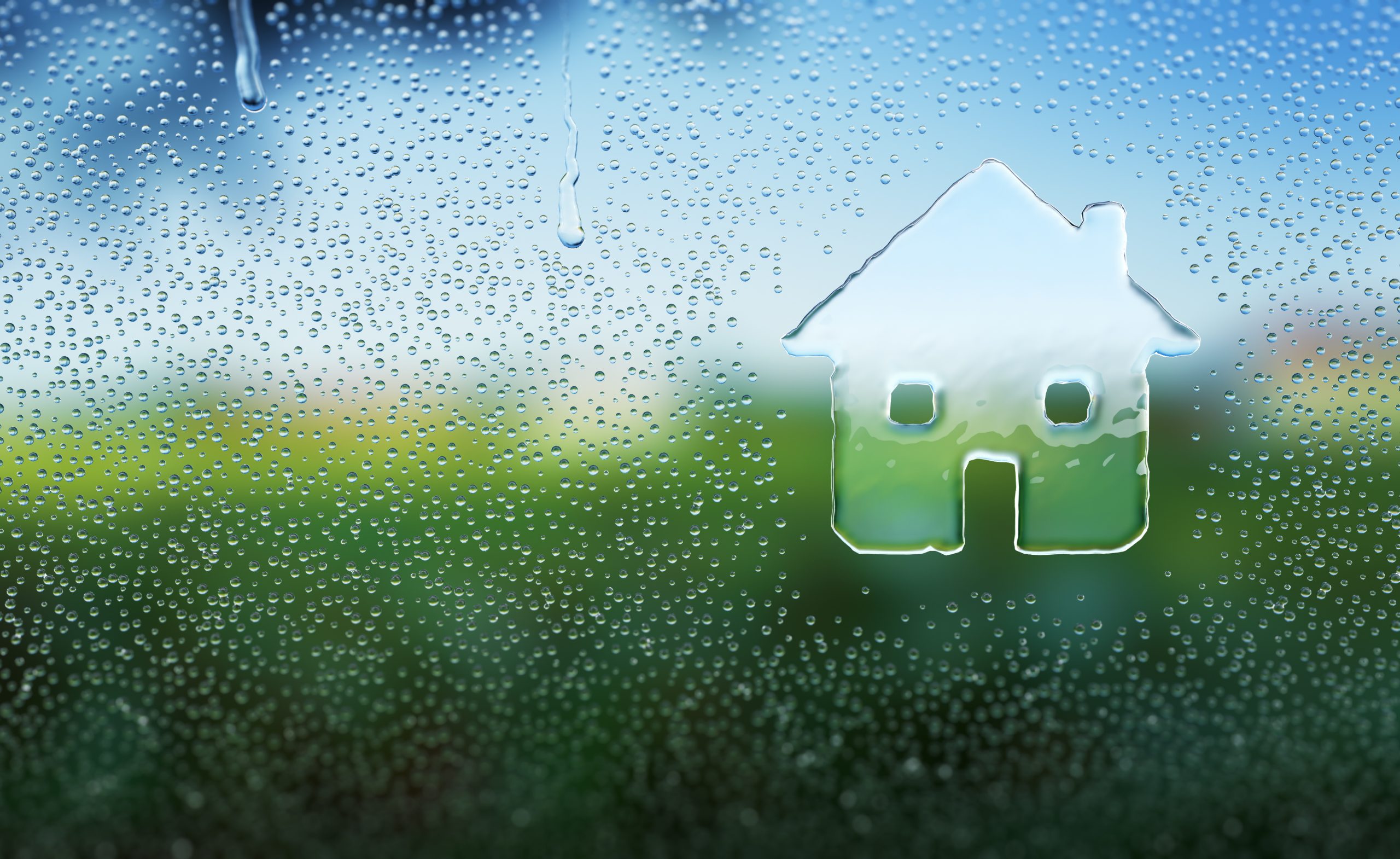 Water Drop Forming a House Icon